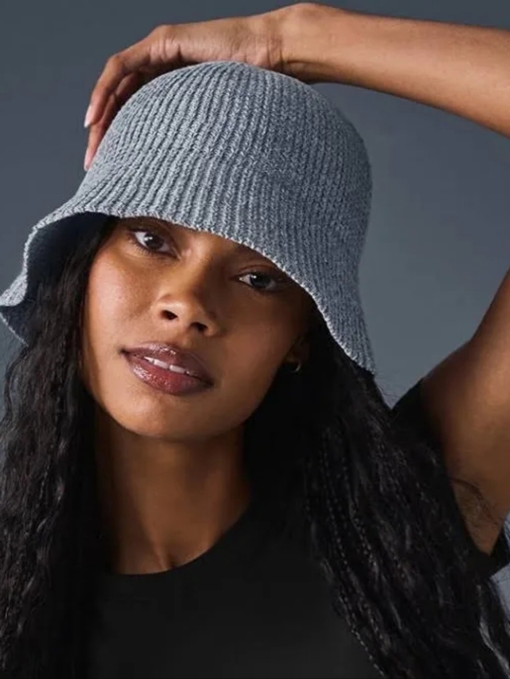 Alo Yoga Denim Knit Cloche - Steel Gray/ Anthracite